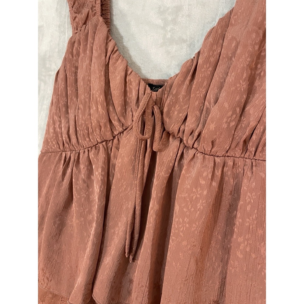 SENI & CADE Juniors Size L Lace Midi Dress Dark Peach Summer Party Tie Front NWT - Picture 9 of 11